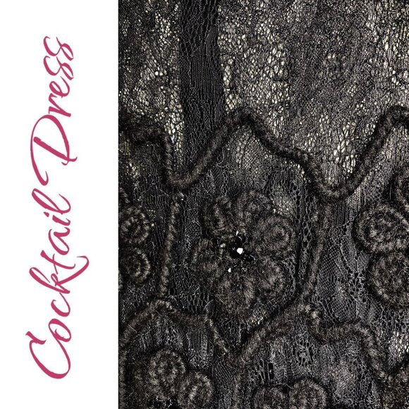 UNBRANDED DARK FLORAL WHIMSIGOTH SHEER LACE MESH DRESS BEADED, XS - Picture 4 of 7